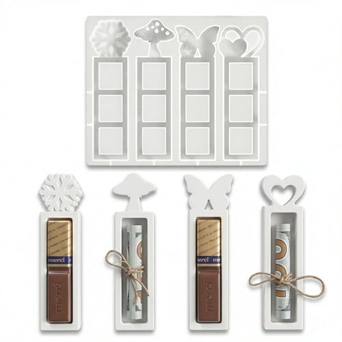 ZOMKIFA Moldes de Silicona 2 Piezas, Moldes para Velas y Regalos, Formas Mariposa Setas Corazón, para Resina, Yeso, Cera, Blanco