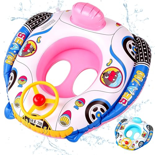 Car Inflatable Swim Rings, Car Swimming Float with Seat Pool Inflatable Swimming Rings Swim Floats Pool Inflatables Floats Ring Swimmings Floa (Pink)