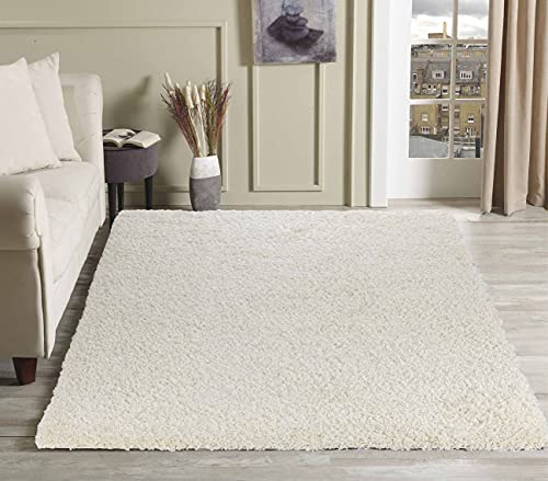 Serdim Rugs Living Room Shaggy Area Rugs, Polypropylene, Ivory, 60x110cm(2'x3'7)