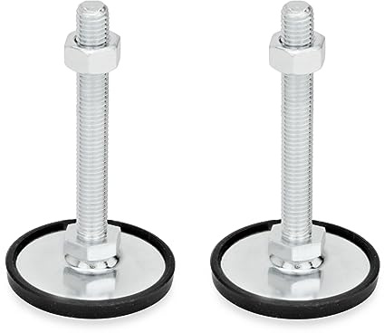 Ganter Normelemente | Stellfuß - GN 40-60-M10-100-A1-SK | Fußdurchmesser 60mm | Gummi Aufgeklipst | Stahl verzinkt | 2 Stück, Gewinde d2: M10X100