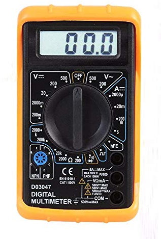 Duratool D03047 500 V AC/DC Manual Ranging Digital Multimeter,Yellow