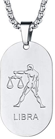 FaithHeart Collier Femme Acier Inoxydable Pendentif Signe Astrologique Balance avec Chaîne Ajustable 55cm