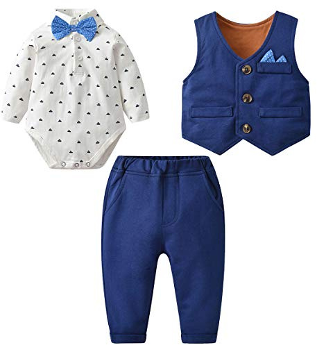 famuka Bebé Ropa y Zapatos Bebés niño Ropa Trajes y Americanas Boda Bautizo Trajes (Azul 2, 80, 18 Meses)