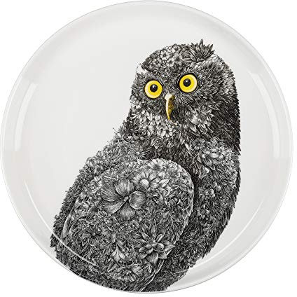 Maxwell & Williams Marini Ferlazzo Vögel Beilagenteller mit Eulen Design, in Geschenkbox, Porzellan, Weiß 20 cm