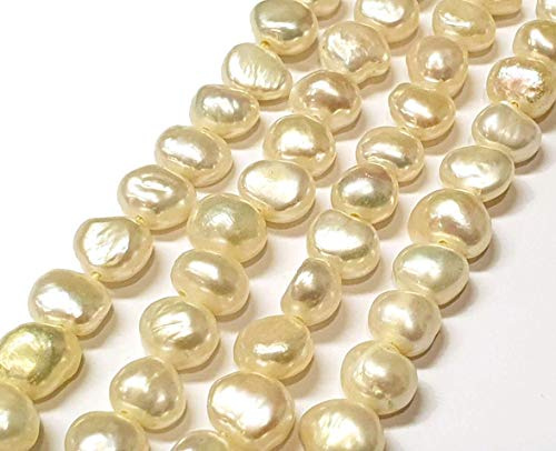 Perlinshop, D538, Perle coltivate d'acqua dolce, 6 mm, colore: bianco crema, chicchi di riso naturali, barocco, perle di conchiglia, da infilare