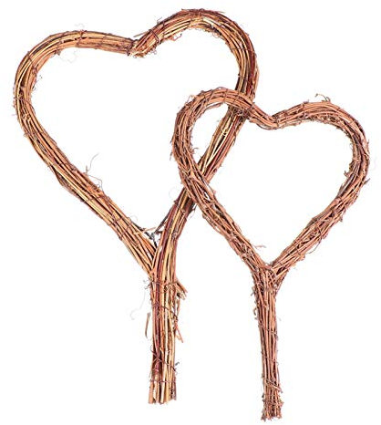 Milisten 2 Stücke Weihnachtskranz Rattan Herz Kranz Hochzeit Türkranz Weidenkranz Rebenkranz DIY Naturkranz Holz Wandkranz Rohling Adventskranz für Weihnachten Dekoration Landhaus Deko(15cm,20cm)