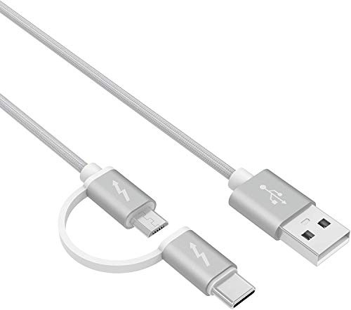 Superer 1,5M Micro USB und Typ C Kabel Passend für Samsung Galaxy Tab A | E S S2 3 4 A7 A8 S5e S6 10.1 8.0 8.4 9.7 SM-T590 T387 T380 T385 T580 P580 T280 T597 X200 Tablet 2 in 1 Netzteil Ladekabel