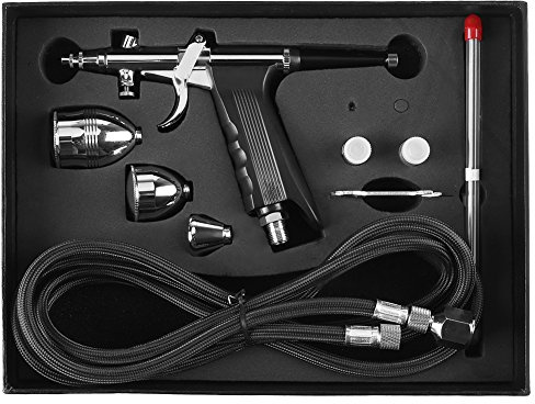 Professional Airbrush Kit with 3 Nozzles (0.3mm/0.5mm/0.8mm) and Cups - HVLP Gravity Feed Spray Gun for Model Painting, DIY Art, Nail, Tattoo, Cake Decorating