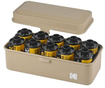 KODAK 120/135 Filmhülle - Für 8 Rollen 120er/10 Rollen 35-mm - Retro-Stahlgehäuse Zum Sortieren und Sichern (Beige) (Film Nicht Enthalten)