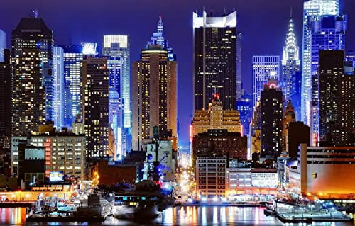 LHJOYSP Geschenke für Kinder 3D Puzzle 1000 Teile Lichter der Stadt New York bei Nacht Times Square Manhattan Street 75x50cm