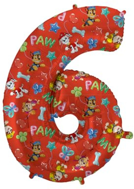 TIB Heyne XXL Paw Patrol Folienballon * ZAHL 6 * als Deko für Kindergeburtstag und Party | 90cm | für Luft und Helium | Hunde Skye Kinder Geburtstag Ballon Dekoration Folienballons, 17708
