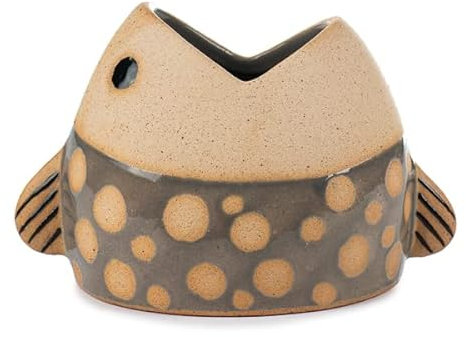 Vase Fisch 9 cm - Keramik - Grau