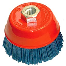 Spazzola a tazza in nylon BLU gr180 D100 M14 abrasiva rusticante per pulizia e sverniciatura