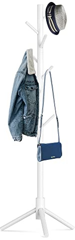Hupmad Wooden Tree Coat Rack Stand,Sturdy Freestanding Coat Rack with 8 Hooks,3 Adjustable Height for Child Adult,Wood Coat Stand Tree Fits Entryway Bedroom Office for Bags,Hats