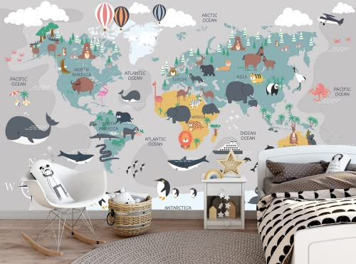 Carta Da Parati 3D Moderna Mappamondo Cartoon Fotomurali Moda Decorazione da Muro XXL Poster Gigante Design Carta per pareti