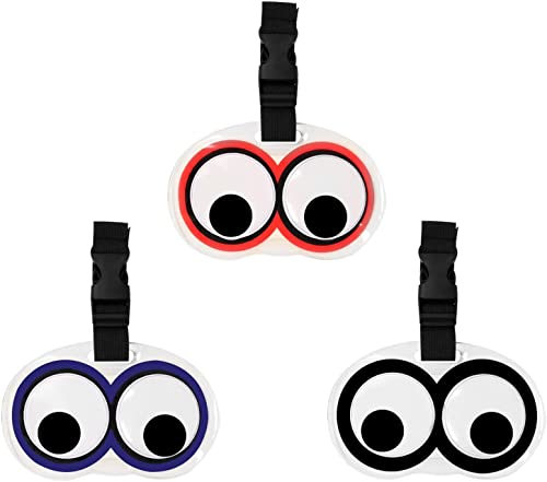 3er-Pack Kofferanhänger, Kofferanhänge Mit Adressschild, PVC Googly AUGEN Kofferanhänger,Zerklüftet, Schutz der Privatsphäre, Schnelle Identifikation, Kofferanhänger Flugreise, Gepäckanhänger