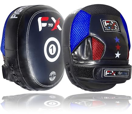 Boxing Air Mitts Leather Focus Pads MMA Muay Thai Hook & Jab Target Pads Martial Arts Training Punching Strike Punch Pad FTX Deluxe Cowhide Leather