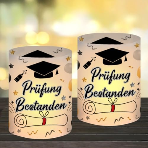 12 Windlicht Tischdeko Prüfung Bestanden, Prüfung Bestanden Tisch Deko, Windlichter Tischdeko Doktorhut Gratulation, Windlicht Deko Geeignet für Schul Abschluss Abi Abitur Studium Führerschein
