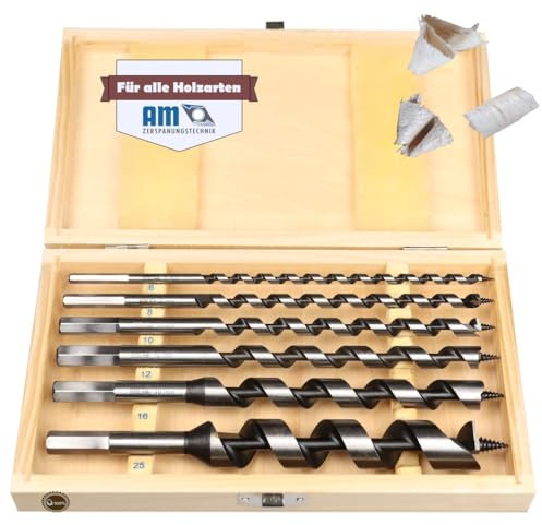 AM-Zerspanungstechnik Schlangenbohrer Set Ø6-25 x 230mm | Holzbohrer Set 6tlg. | Holzbohrer lang
