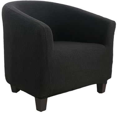 Surwin Sesselbezug Sesselschoner mit Elastisch Stretch Husse, Wasserfeste Maiskörner Sesselüberwurf Universal Chair Schonbezug Sofabezug für Clubsessel Lounge & Cocktailsessel (Schwarz)