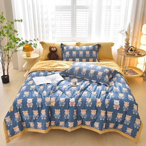UWOBTN Verano Edredón 150/180/200cm Colcha Fina Cama Nórdico Suave y Transpirable Cubrecama Estampada Algodón 4 Estaciones Edredón Verano Microfibra Funda Edredon Manta(T,200x230cm/78x90in)