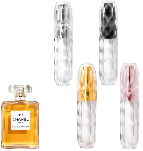 Granvoo 4 Pezzi Atomizzatore Profumo 5ml, Mini Flaconi Spray Ricaricabili Portatili, Bottigliette Vuote Profumo da Viaggio, Vaporizzatore Profumo Autoriempiente per Donna Uomo