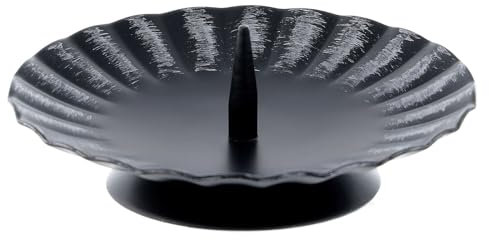 Portacandela ondulato punzone ferro nero 11 cm