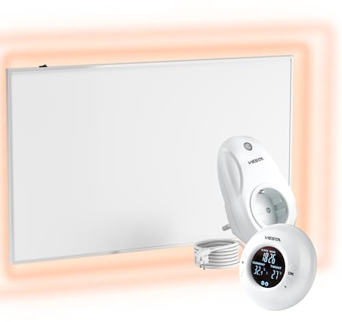 UMBRELLA® F700 Infrarot Wandheizung 700W mit TH20 Thermostat [Funk] – flaches Carbon Crystal Heizpaneel – elektrische Infrarotheizung zur Wandmontage