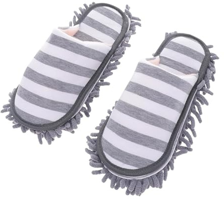 ERFGT 1 Par Zapatillas de Limpieza, Mopa Pantuflas Flojos Limpieza Suelo, Pantuflas de Microfibra, Zapatillas de Fregona Reutilizables para Limpiar Suelos, Ventanas y Baños