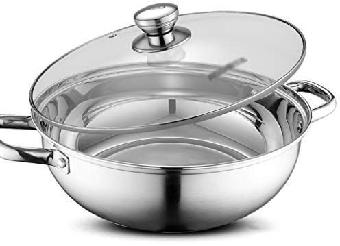 GUHPZA Large Stock Pot Stockpot, 304 Stainless Steel Pot Thickened,Universal Gas Cooker,28Cm / 30Cm / 32Cm,Silver,Onecolor-28cm*9.5cm