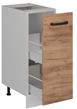 Vicco Apothekerschrank R-Line, Goldkraft Eiche, 30 cm | 1 Auszug · Ohne Arbeitsplatte · Höhenverstellbare Füße · 2 Einlegeböden · ✓ Frei kombinierbar