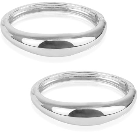 2 st Silverarmband för kvinnor, Damarmband Silverarmband Smycken kvinna Enkelt öppet armband Tjej (silver)