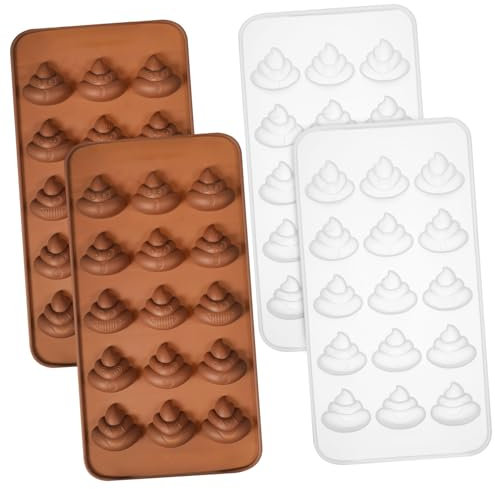 CONGARTENO 4pezzi Stampi Silicone Per Dolci Stampo Per Cioccolato e Caramelle Forma Di Feci Mould Per Biscotti e Fondente Utensili Da Cucina Multifunzionali Per Decorazioni e Dessert