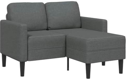 vidaXL 2-sitssoffa med schäslong L-formad mörkgrå 125 cm tyg, 2-sits soffa sovrum, loveseat, tvåsits soffa, 2-sits soffa soffa, tvåsits sovrum soffa