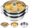 COZHYESS Professional 3 Tier Steamer Pan, 28cm Stainless Steel Steamer, Food Steamer 3 Tier, Pots with Tempered Glass Lid & Vent, Twin Handles, Induction Hob Compatible, Vegetable Steamer Pan