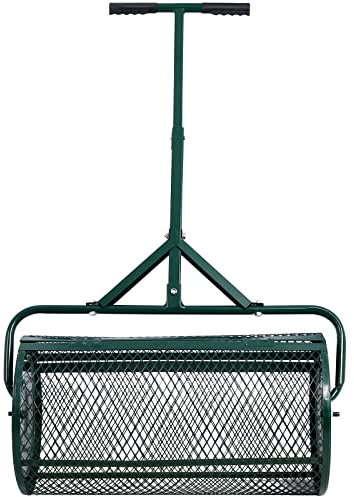QLSABIA Distribuidor de abono y esparcidor de turba, esparcidor de abono de Malla metálica, esparcidor de estiércol para el Cuidado del césped y el jardín (Verde, 50)