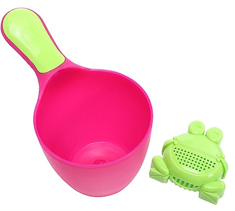 CIMAXIC Vaso Para Lavar El Cabello Para Bebés 2piezas (rosado Verde) Diseño De Antideslizante Plástico Seguro Para Ducha y Baño Infantil Obsequio Baby Shower