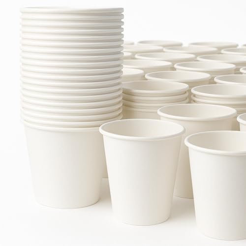 NOVEO 100/300/500/1000/2000/3000 Gobelets en carton pour boissons froides ou chaudes, 200 ml, 7OZ, Blanc jetables (2000)