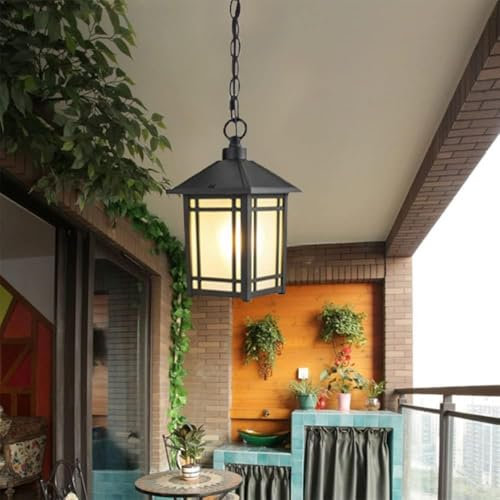 Lampe suspendue d'extérieur IP65 étanche for couloir, allée, balcon, jardin, villa, belvédère, cour, portail, pavillon, lustre,Éclairage