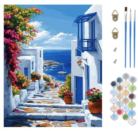 TOSTOG Malen nach Zahlen für Erwachsene, DIY Handgemalt Ölgemälde Kit Paint by Numbers Adult Mit 3 - Pinseln und Acrylfarbe Home Haus Deko Ohne Rahmen(40×50cm)