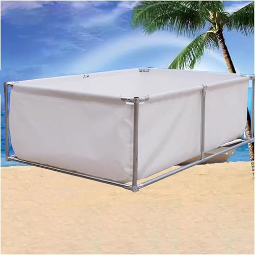 Pond Holding Tank for Fish, Above Ground Canvas Pool with Drain Valve, Temporary Garden Swimming Pool, 2m x 2m x 0.5m