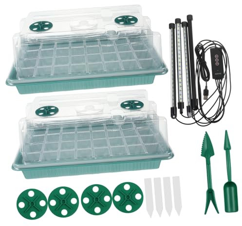 Didiseaon 2sets Seedling Lights Seed Starting Trays for Plant Germination Indoor Garden Planting Tool White and Blue Light