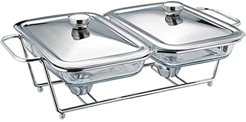 CQIKRWGWS Scaldavivande Rettangolare da Buffet, con teglia e Coperchio, per Matrimoni, Feste e Banchetti (1,3 l)