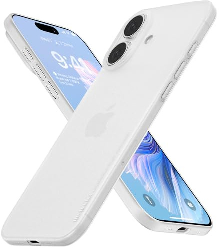 memumi Skal för iPhone 17, Tjocklek 0,3 mm, Slim Fit, Matt yta [Stötbeständigt, Halkskydd, Anti-rep] Skyddskåpa Extra Tunn för iPhone 17 - Trans-vit