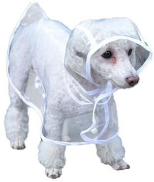 VERDANVERSE Wasserdichter Eva Hunderegenmantel Weiß s Transparenter Poncho Mit Kapuze Leichter Regenschutz Für Kleine Haustiere Und Welpen Beschichtetes Material Für Trockenen Outdoor-Schutz