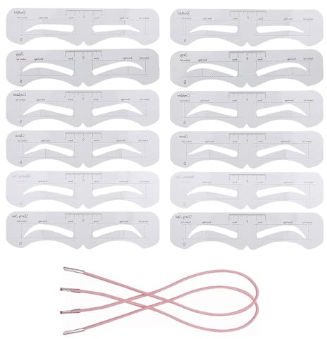 12 Pcs Eyebrow Stencil - Reusable Eyebrow Shaper Kit with Elastic Band - Eyebrow Template for Beginners & Professionals - DIY Eyebrow Makeup Tool for Women Makeup