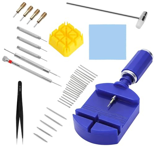 VOSSOT Uhren Reparatur Set, Federstegwerkzeug Uhr Reparatur Set Federstegzange, Uhrenarmband Werkzeug, Uhrenwerkzeug Armband Kürzen Werkzeug Uhr Glieder Entfernen Kit für Herren Damen Zuhause