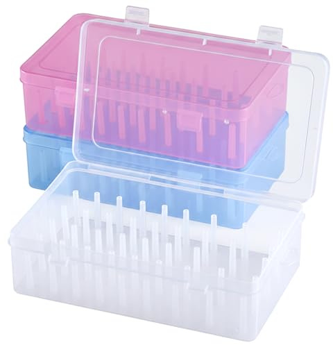 Joygoodta 3Pcs Piping Tip Storage Box with 42 Fixed Pins, Dustproof Plastic Cake Decorating Storage Organizer Case with Snap Closures