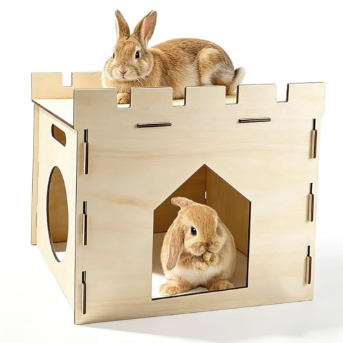 Kaninchenhaus, Abnehmbares Kaninchen Haus aus Holz Hasenhaus 40 x 29 x 30 cm Kleintierhaus für Innen Kaninchen Meerschweinchen Hamster
