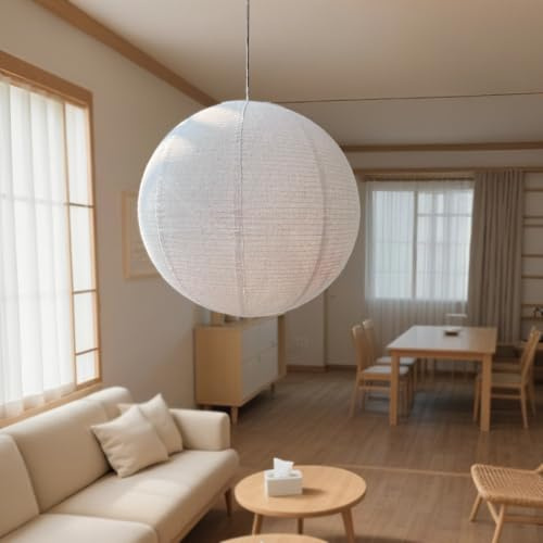 Auradecorly Lampenschirm aus rundem Leinen von 50 cm, kann Papierlaternen ersetzen, handgefertigter Leinenschirm, Leinenlaterne für Wohnzimmer, kunstvolles Zimmer